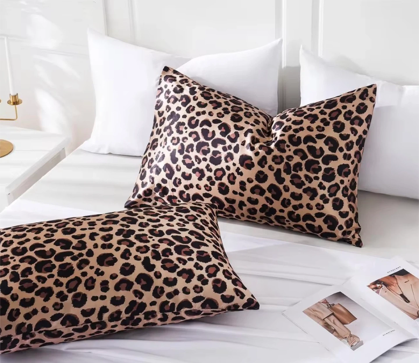 Leopard Print Satin Pillowcases (Set of 2)