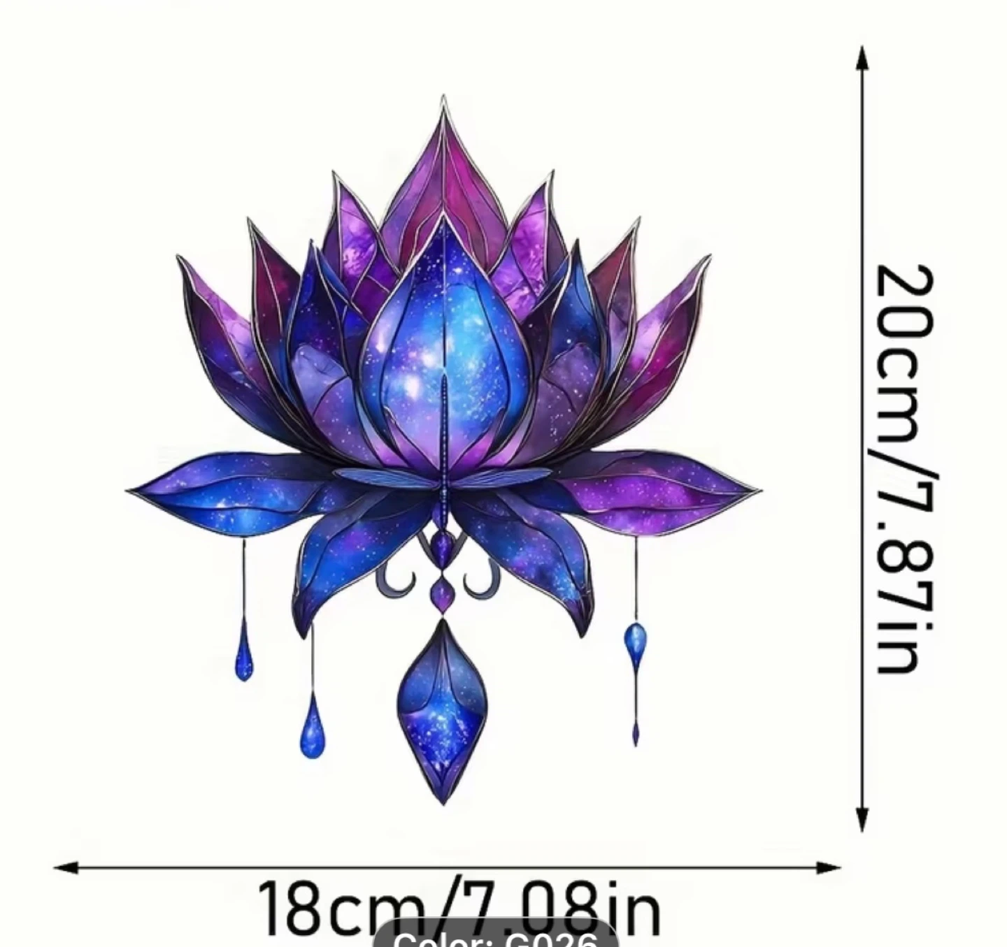 2D acrylic sun catcher.  Lotus/gems, new - photo 2