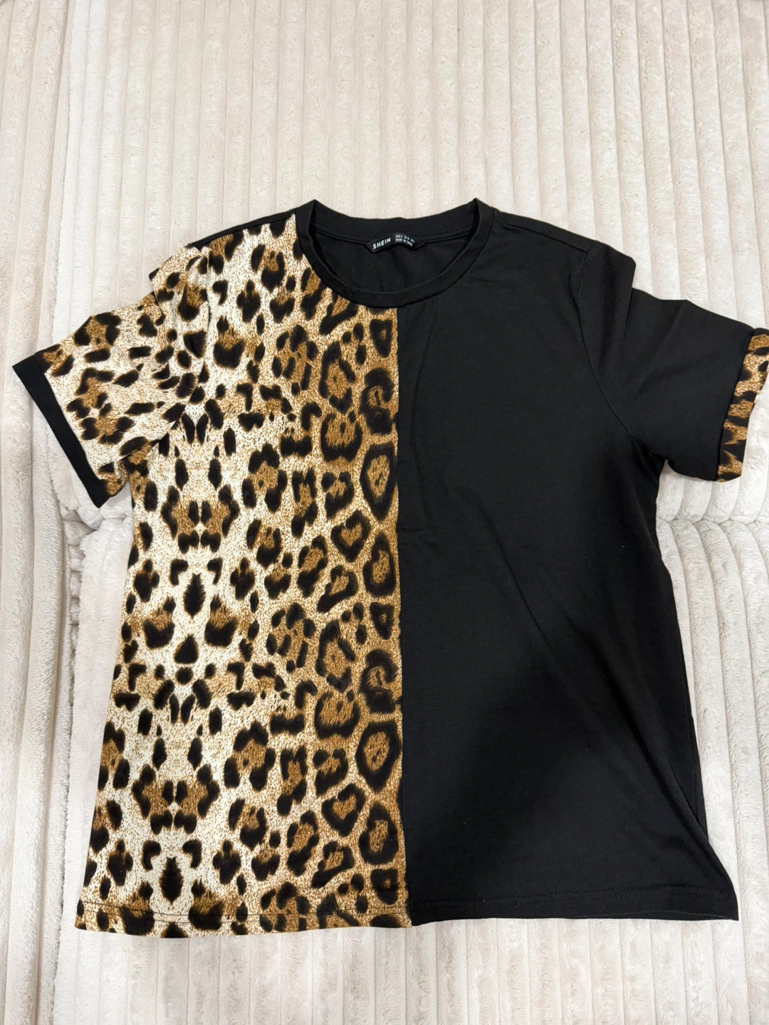 SHEIN Leopard Print Colorblock T-Shirt