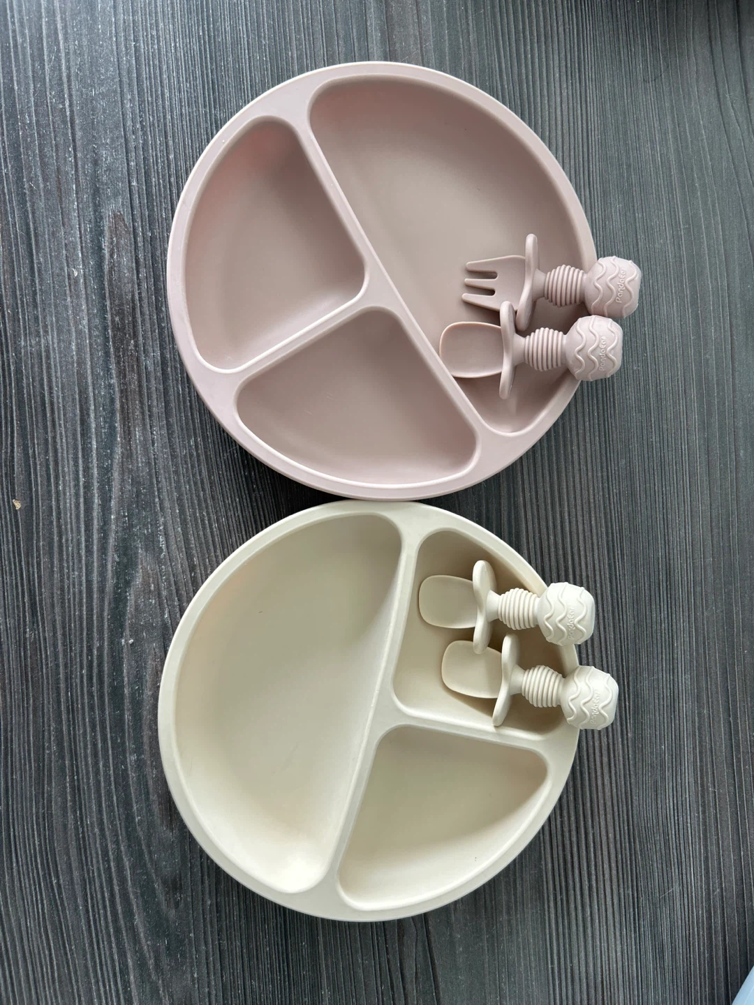 PandaEar Silicone Divided Plates Spoons and Forks - Set of 2
