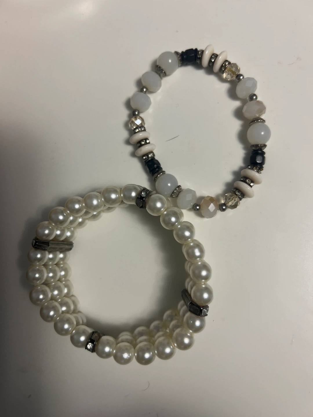 Set of 2 Bracelets - Faux Pearl & Mixed Bead - photo 2