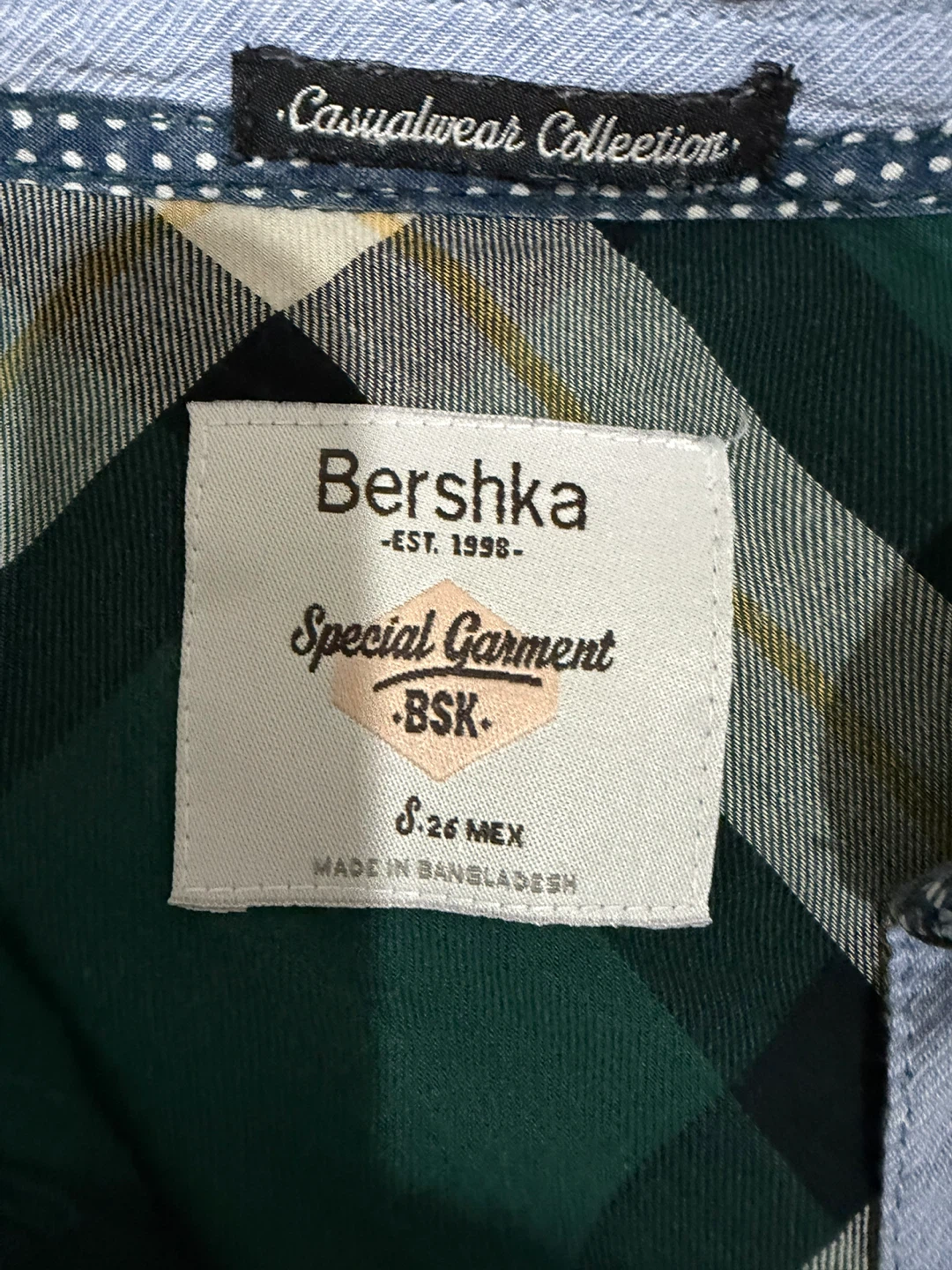 Bershka Green Plaid Flannel Shirt Size S - photo 3