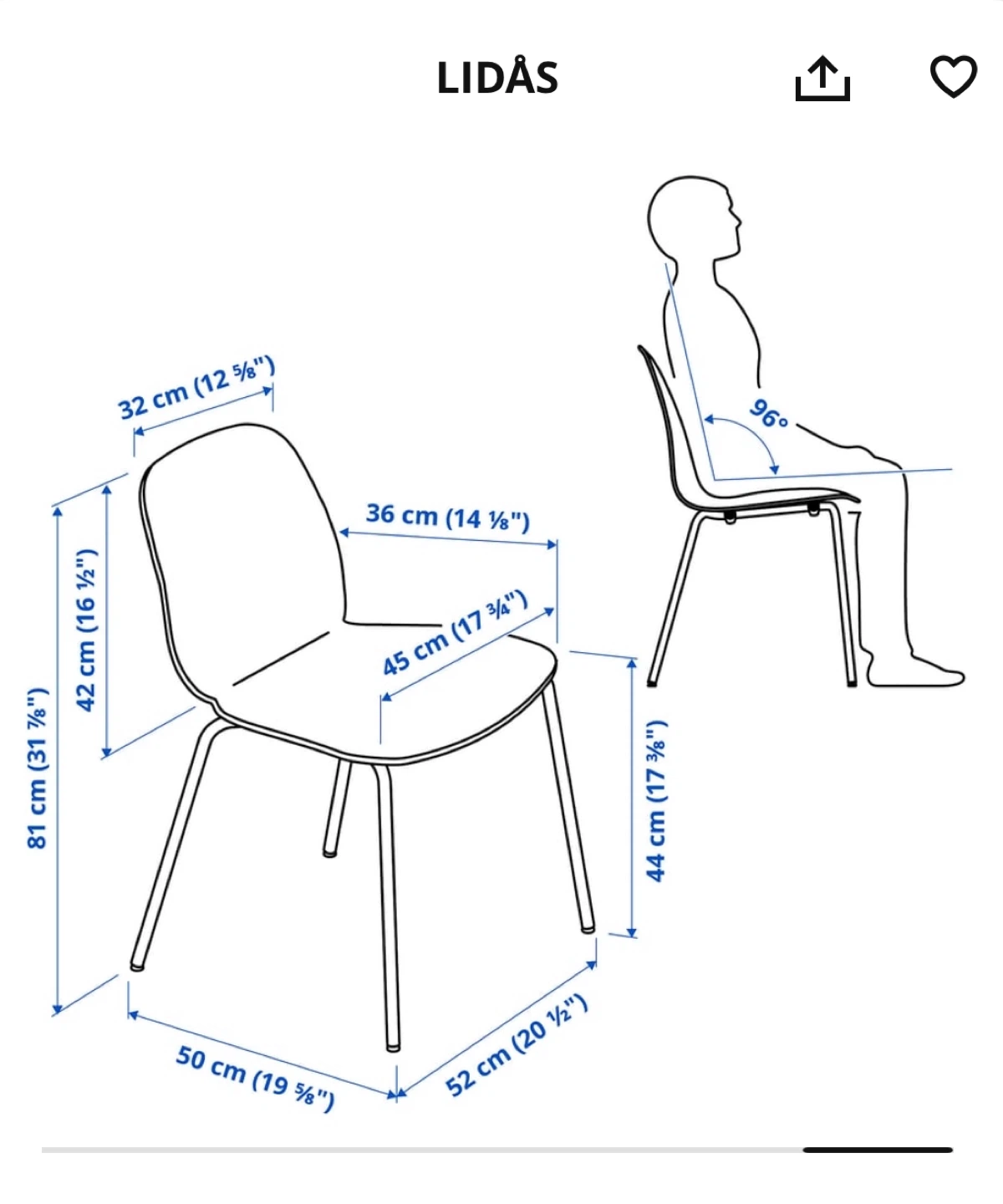 IKEA LIDÅS Chair - White/Chrome