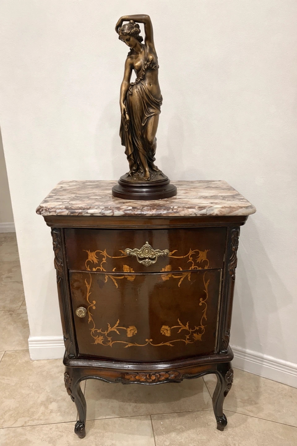 Vintage Marble Top Nightstand