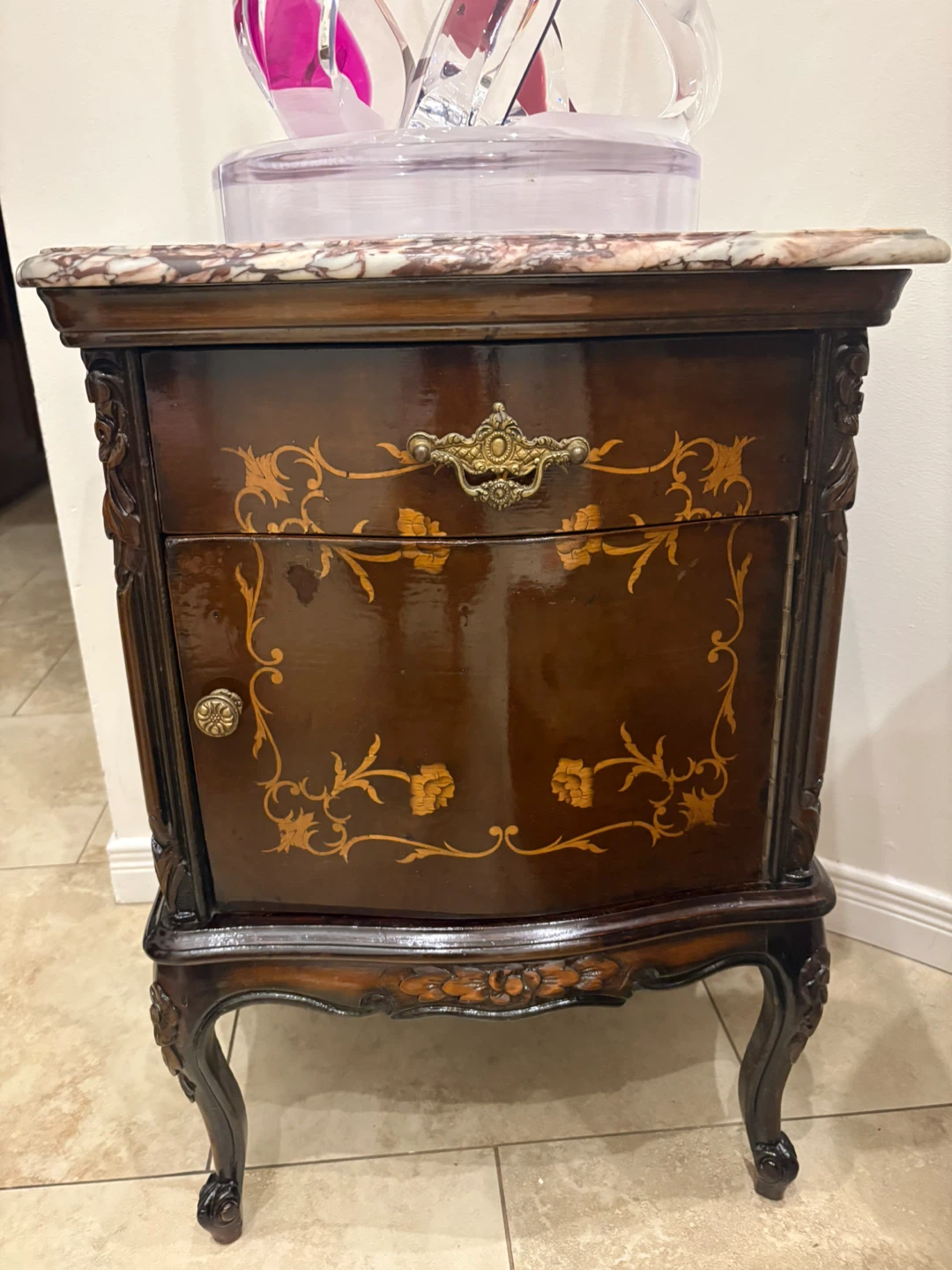 Vintage Marble Top Nightstand - photo 2