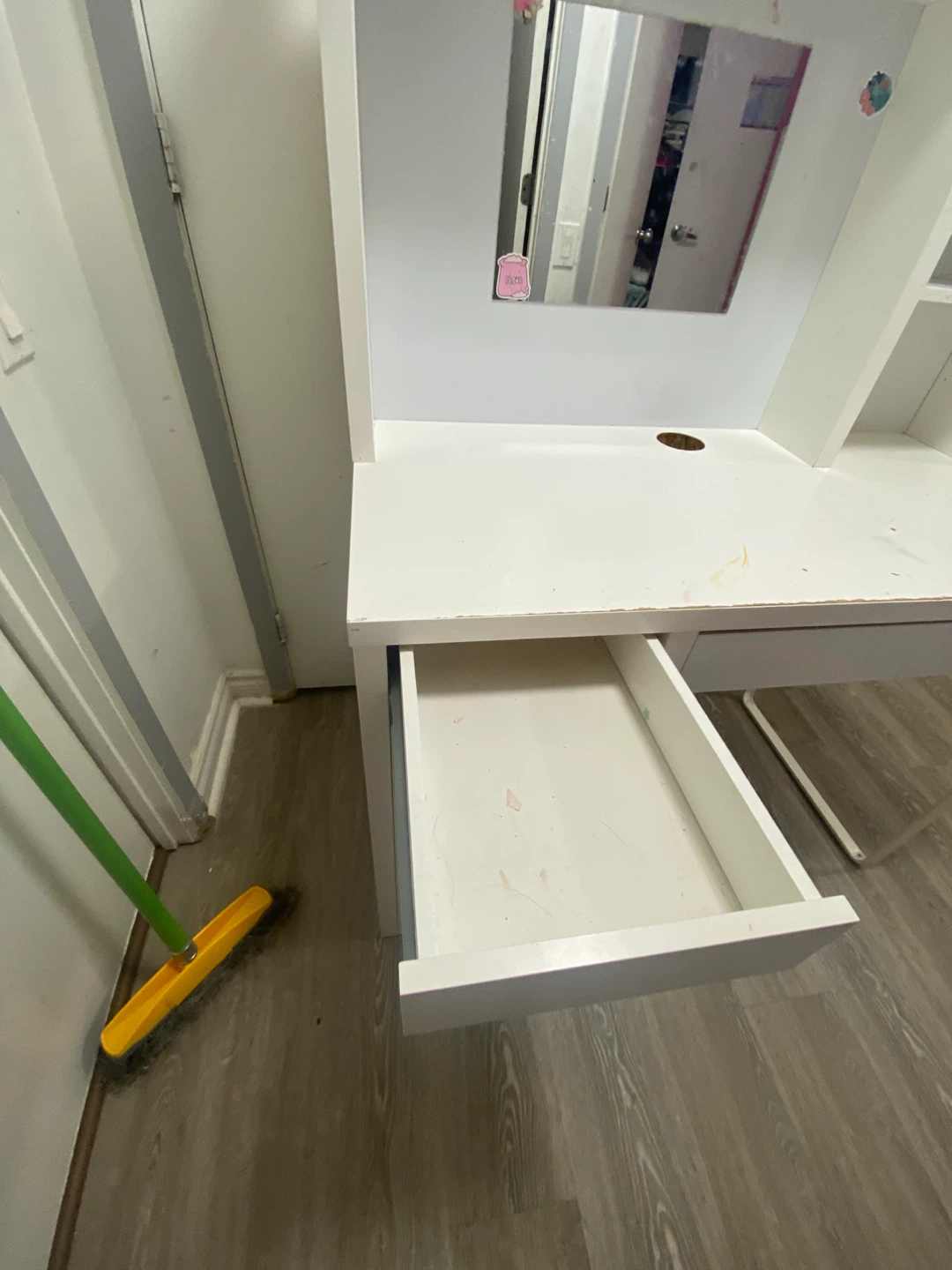 White Vanity Desk with Mirror and Shelves - photo 4