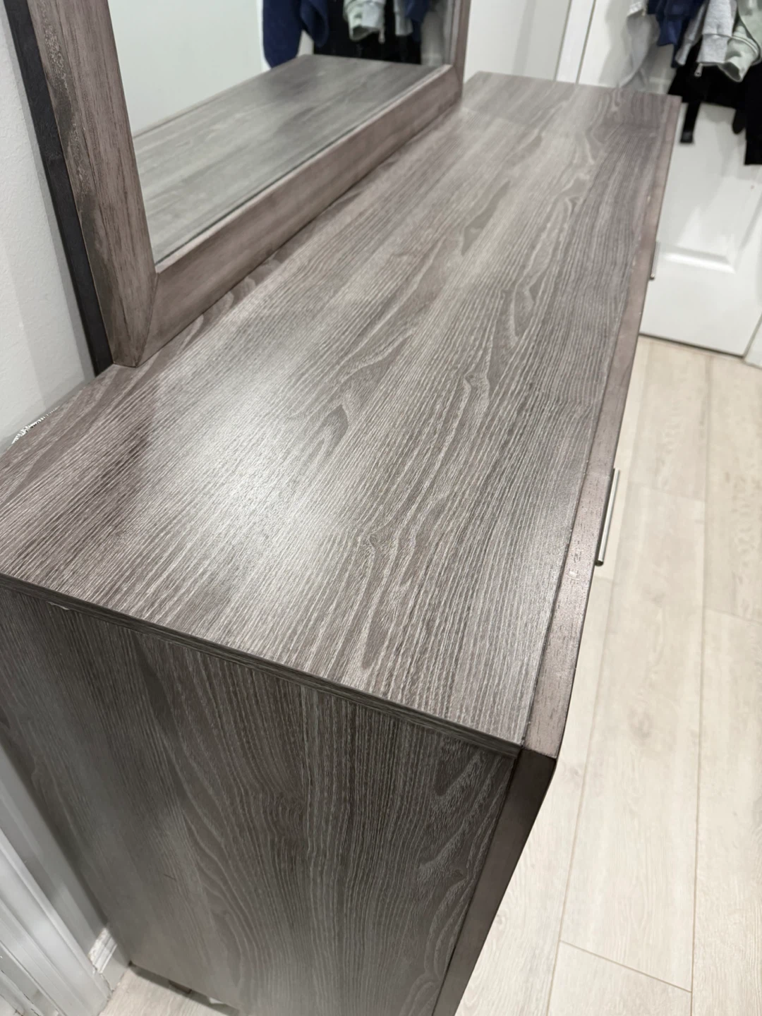 Gray Wood Dresser with Mirror - photo 5