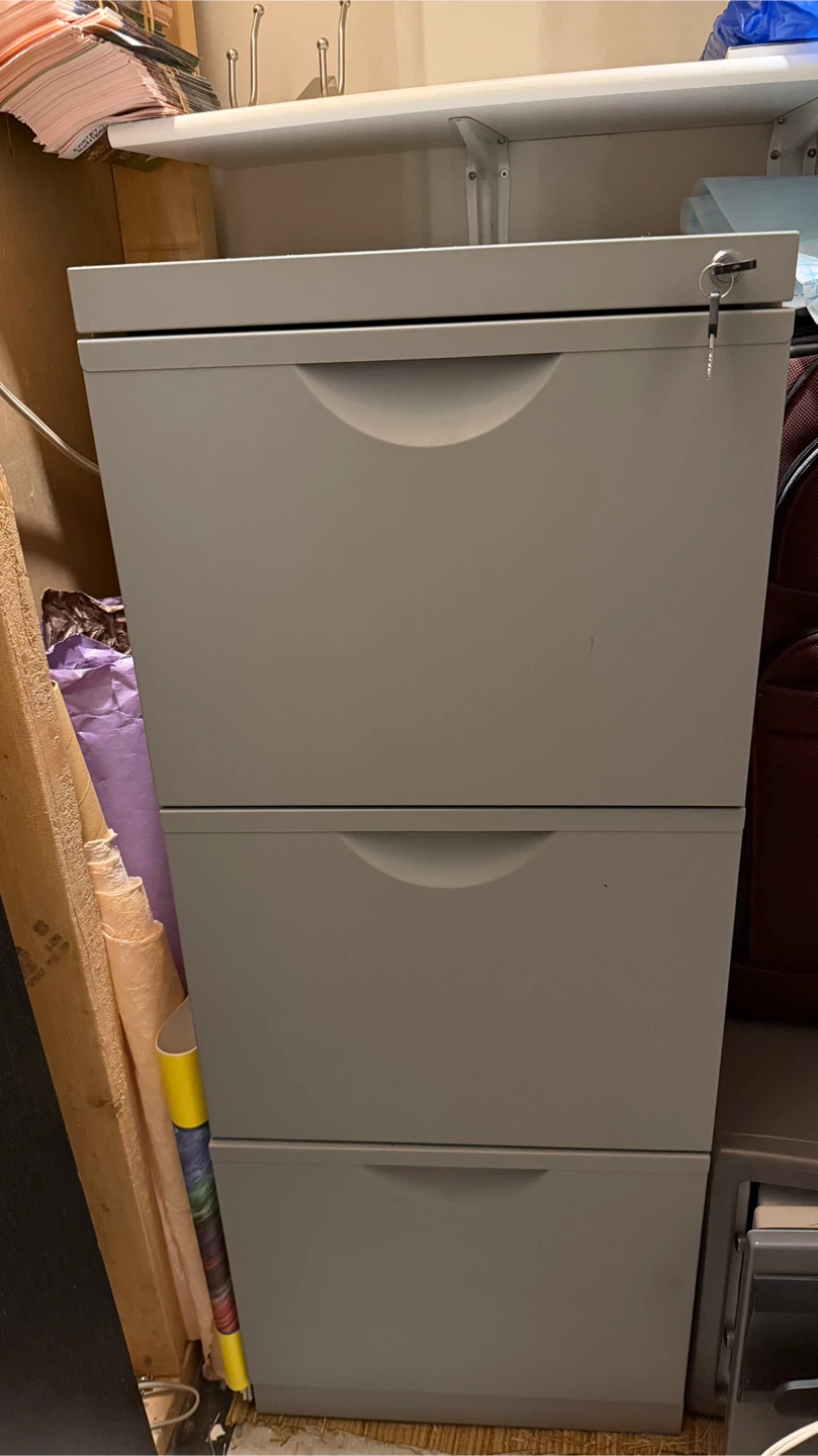 Grey 3-Drawer Filing Cabinet