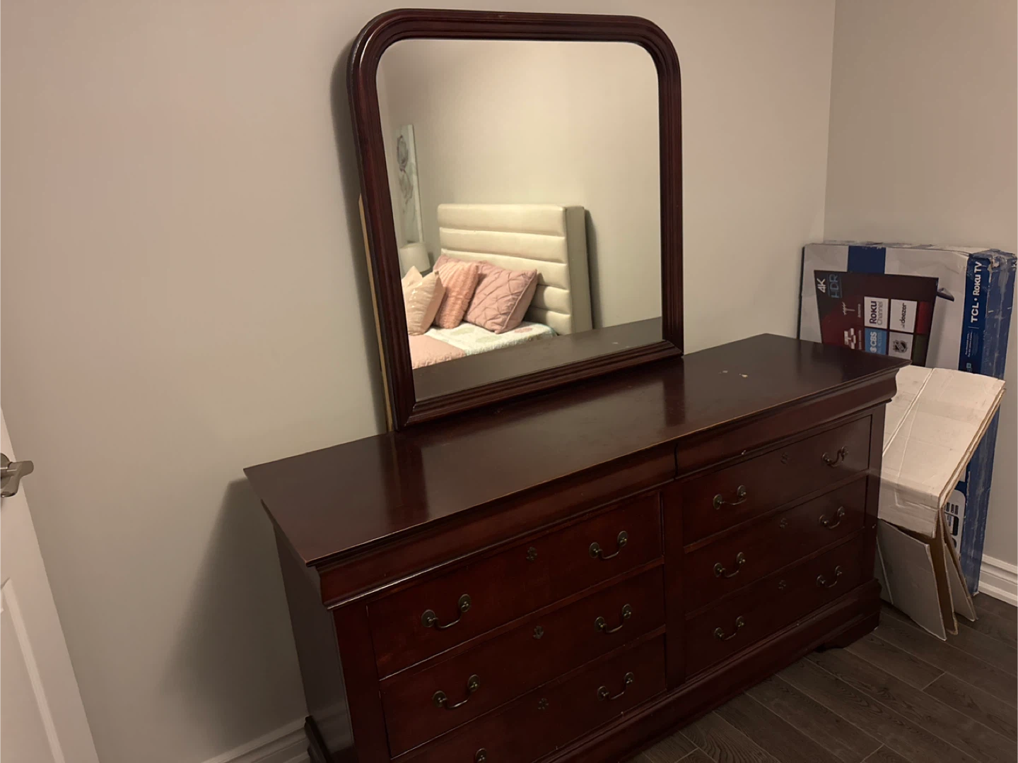 Cherry Wood Dresser with Mirror