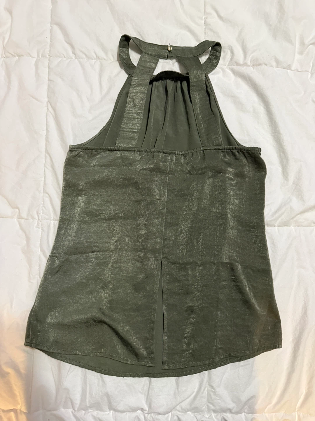 Satin Halter Top - Olive Green - photo 2