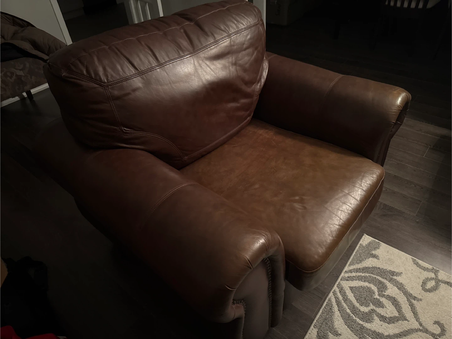 Brown Leather Sofa and Armchair Set - photo 2