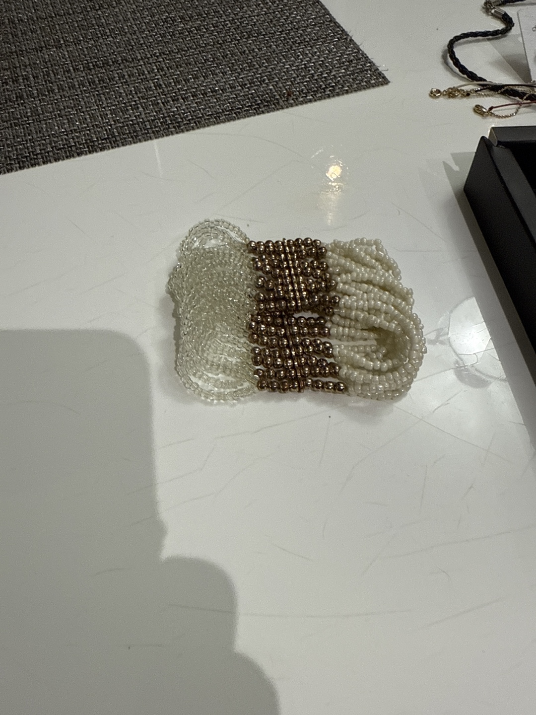 Beaded Bracelet - White and Bronze