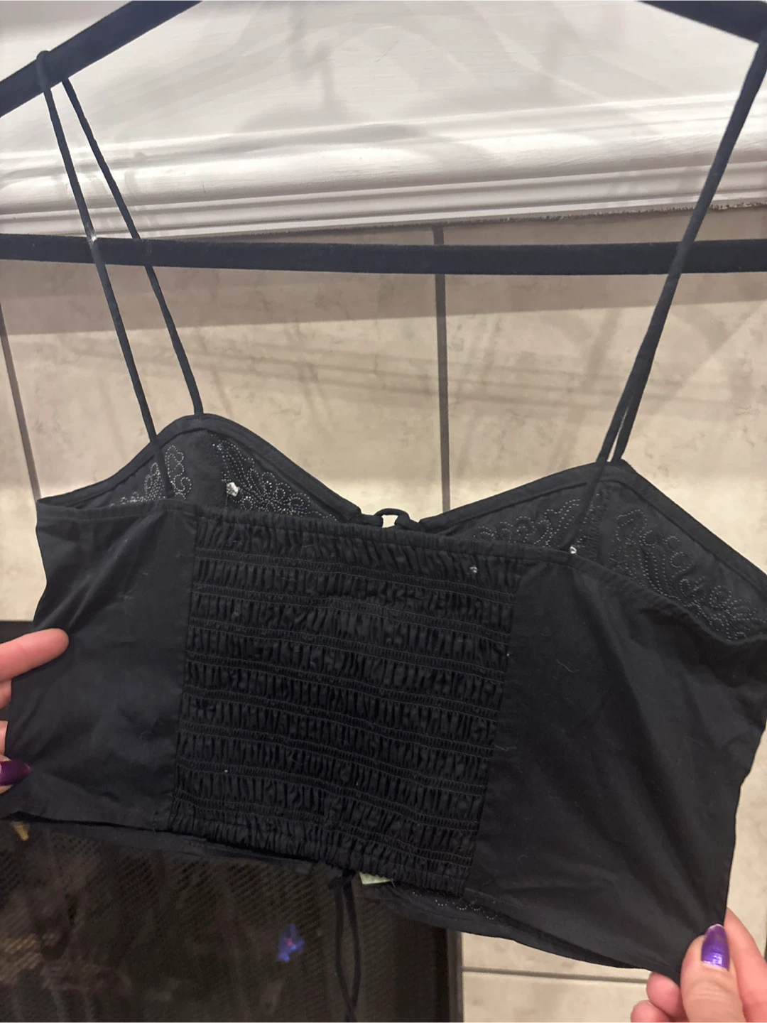 H&M Black Embroidered Corset Top - Size S - photo 4