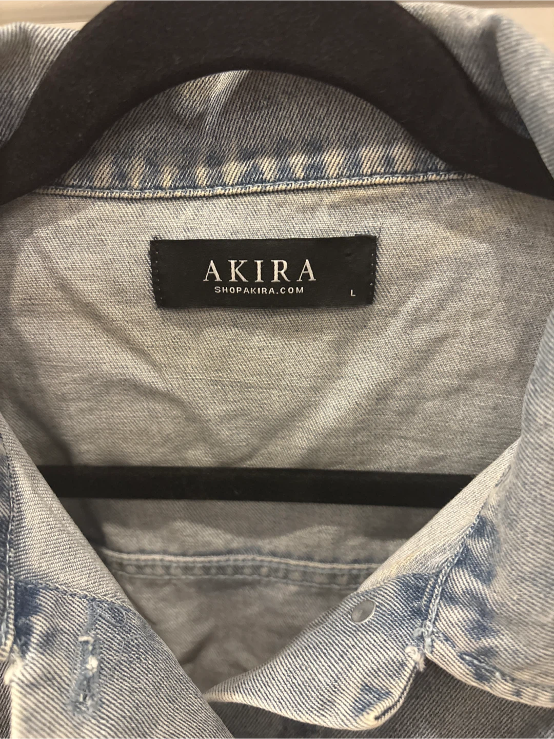 AKIRA Denim Jacket with Feather Trim Size L - photo 3
