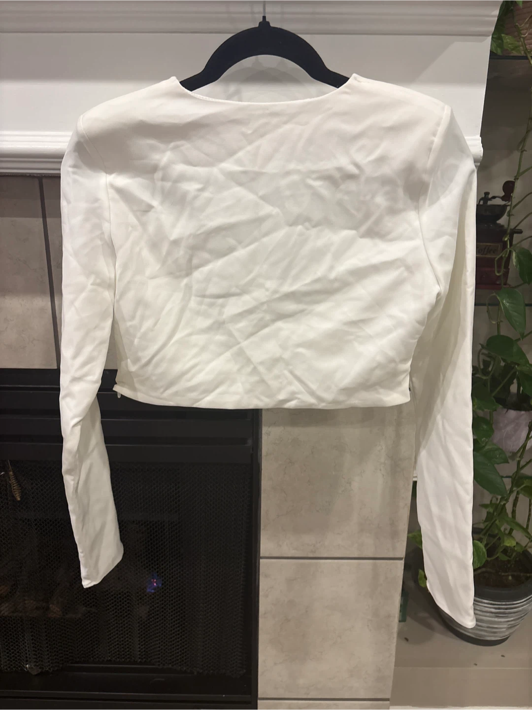 ZARA White Cropped Blazer with Rhinestone Trim - photo 5