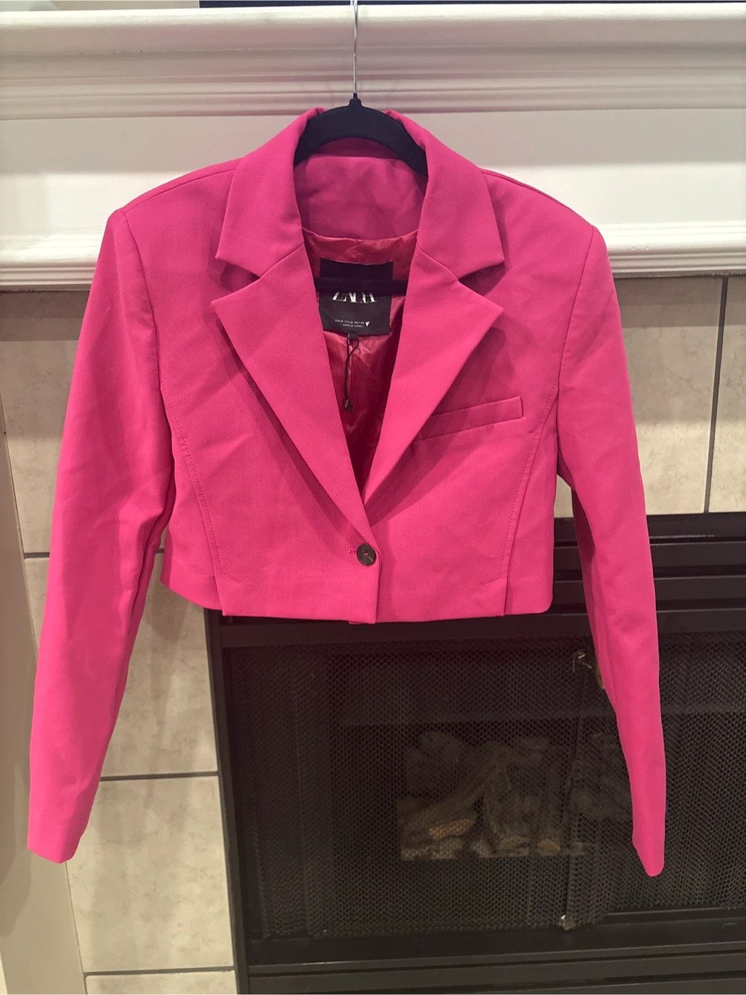 Zara Pink Cropped Blazer - Size M