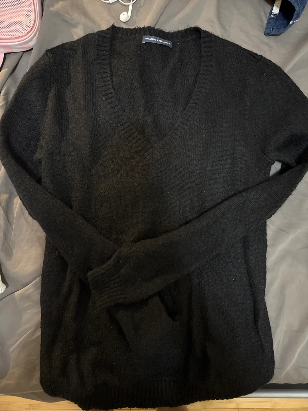 Brandy Melville Black V-Neck Sweater