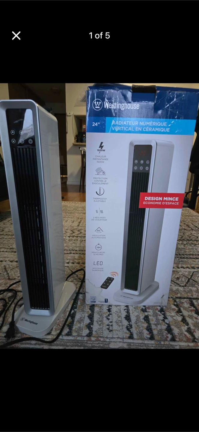 Westinghouse 24" Digital Ceramic Tower Heater with Remote