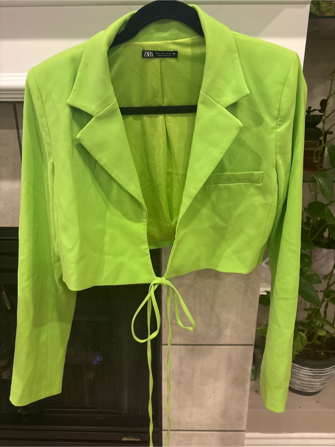 Zara Neon Green Cropped Blazer