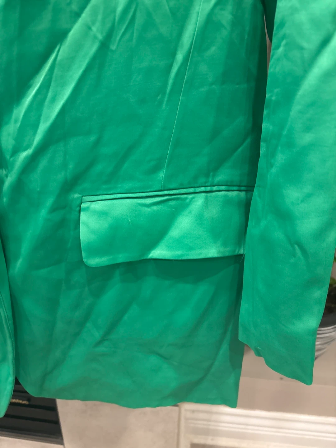 Zara Green Satin Blazer Size Medium - photo 3
