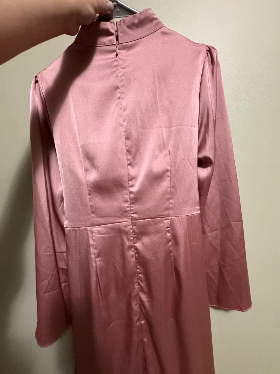 Pink Satin Long Sleeve Maxi Dress - photo 2