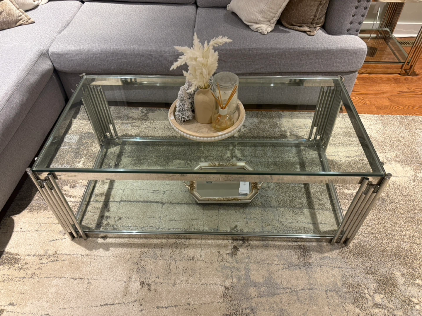 Glass and Chrome Coffee Table