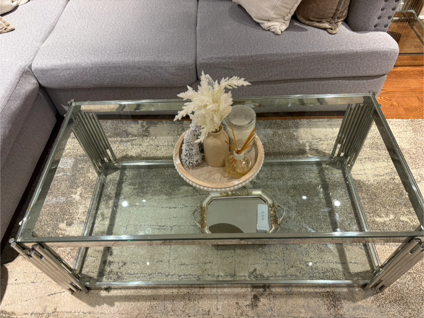 Glass and Chrome Coffee Table - photo 2