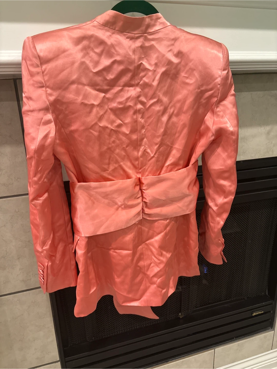 Zara Coral Satin Blazer with Belt size Medium - photo 2