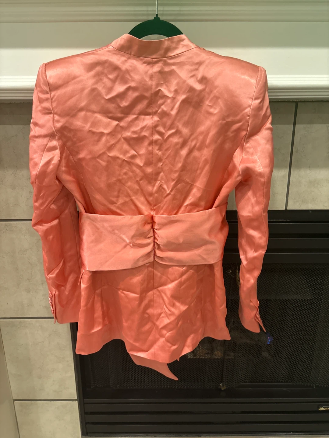 Zara Coral Satin Blazer with Belt size Medium