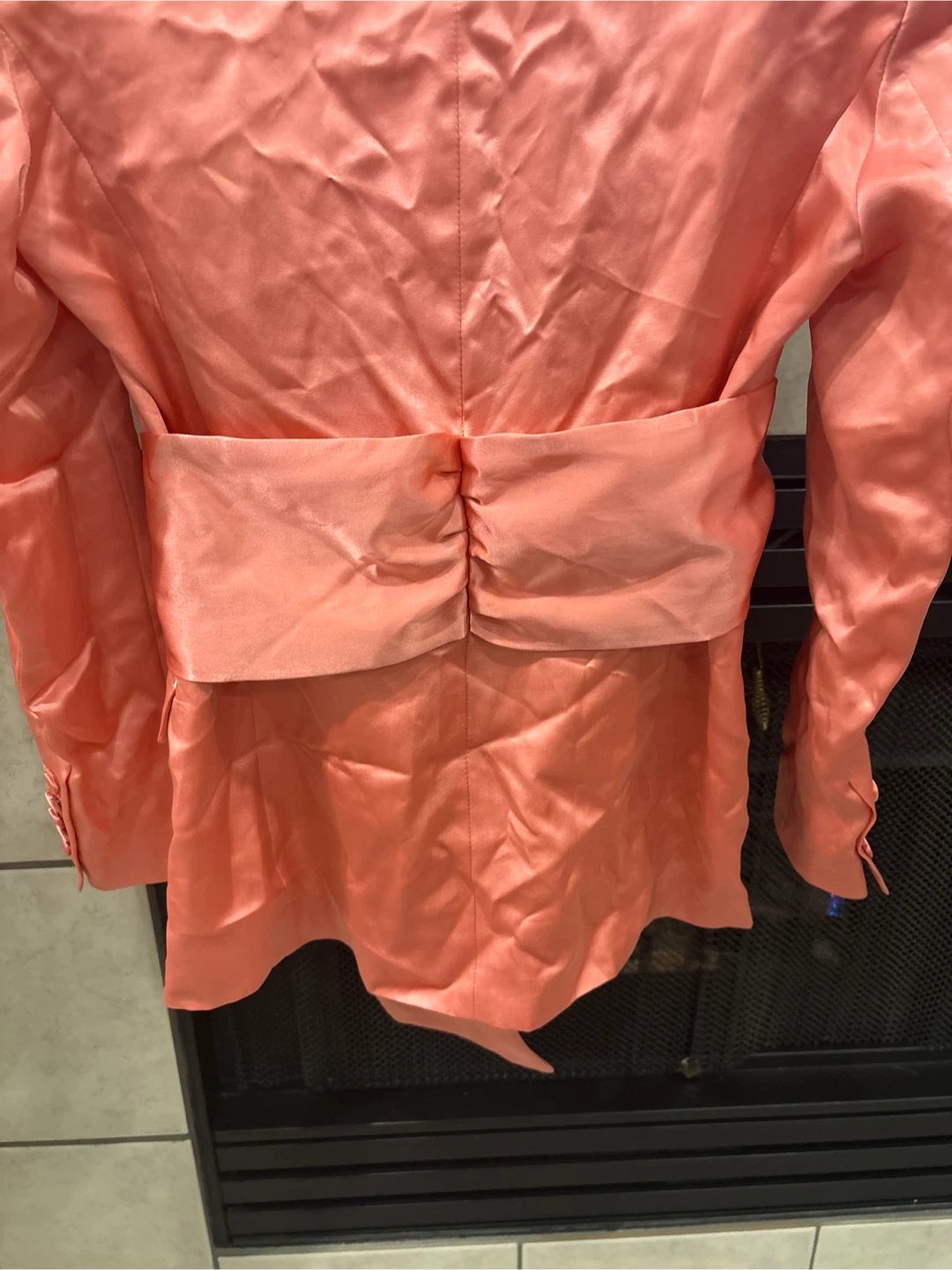 Zara Coral Satin Blazer with Belt size Medium - photo 4