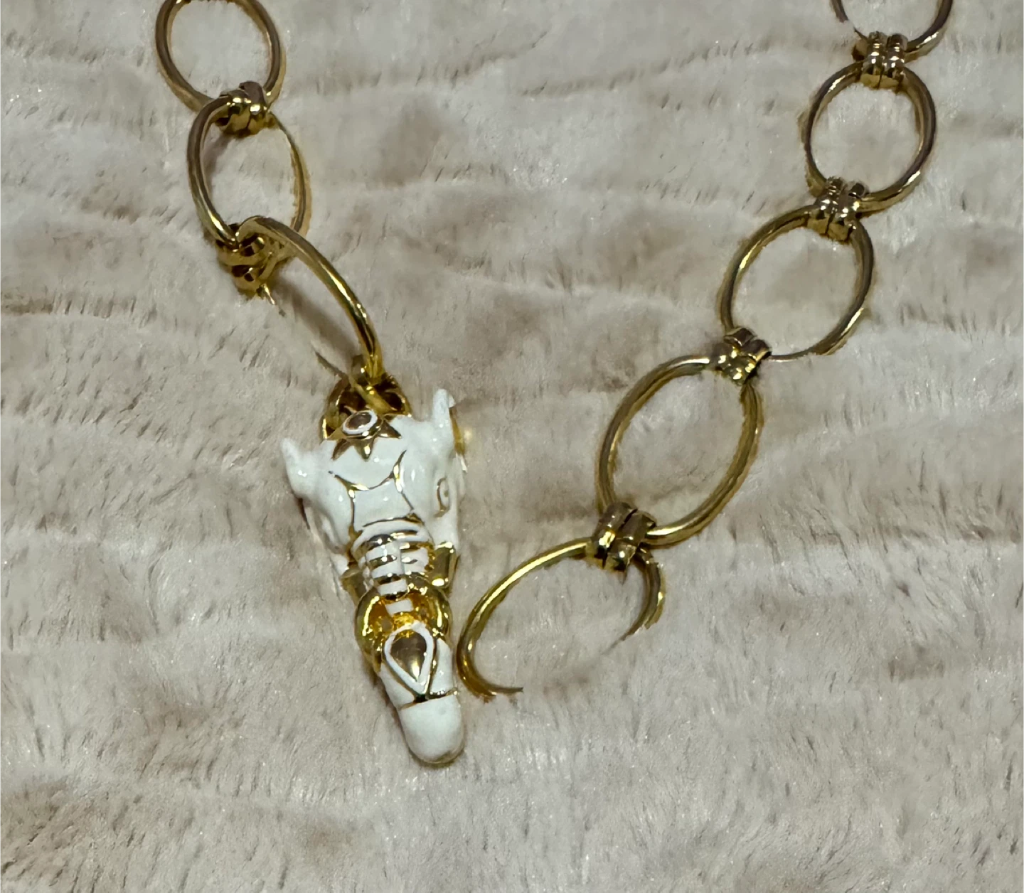 Kenneth Jay Lane White Enamel Elephant Gold Tone Necklace/Belt - photo 3
