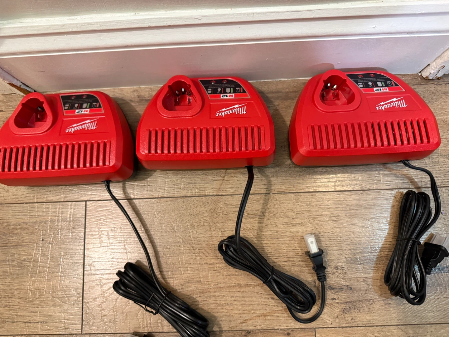 3 Milwaukee M12 Red Lithium Battery Chargers