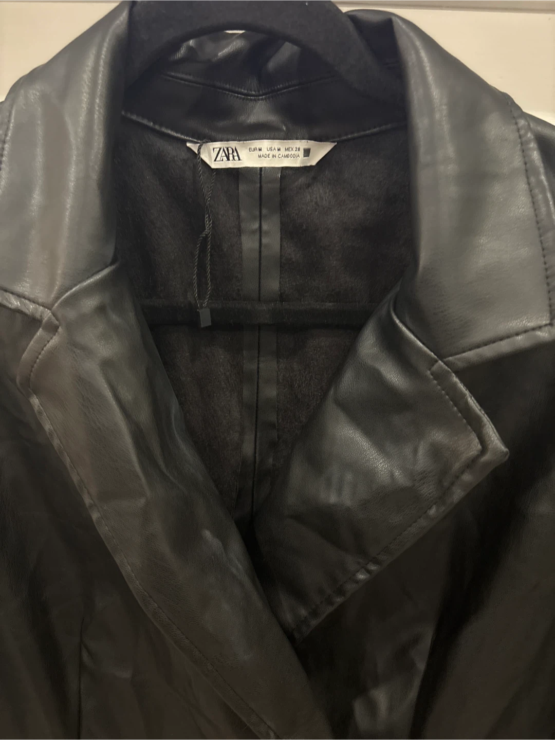 Zara Black Faux Leather Blazer Dress Size Medium - photo 2