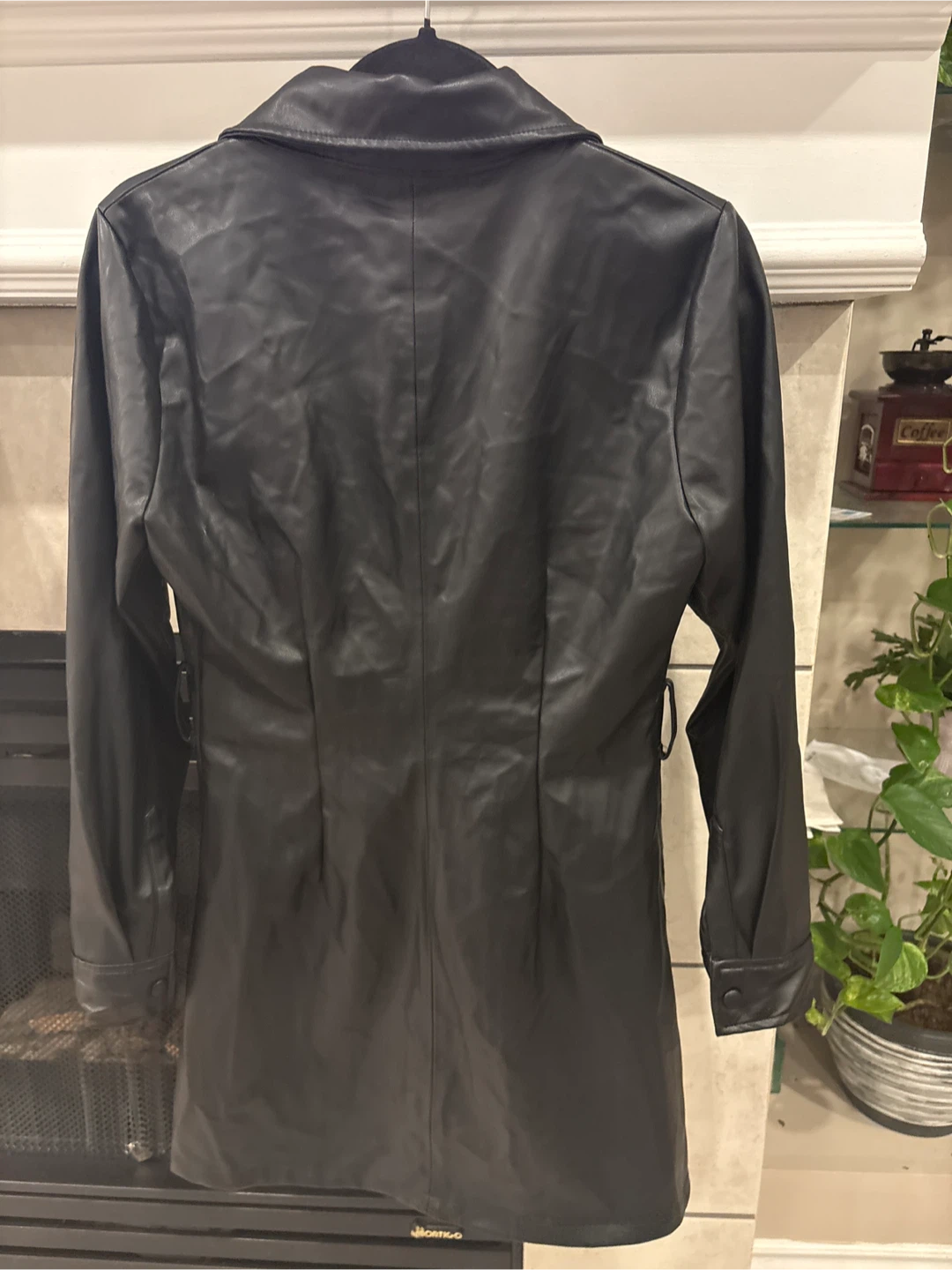 Zara Black Faux Leather Blazer Dress Size Medium - photo 5
