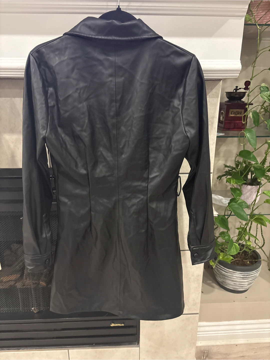 Zara Black Faux Leather Blazer Dress Size Medium - photo 4