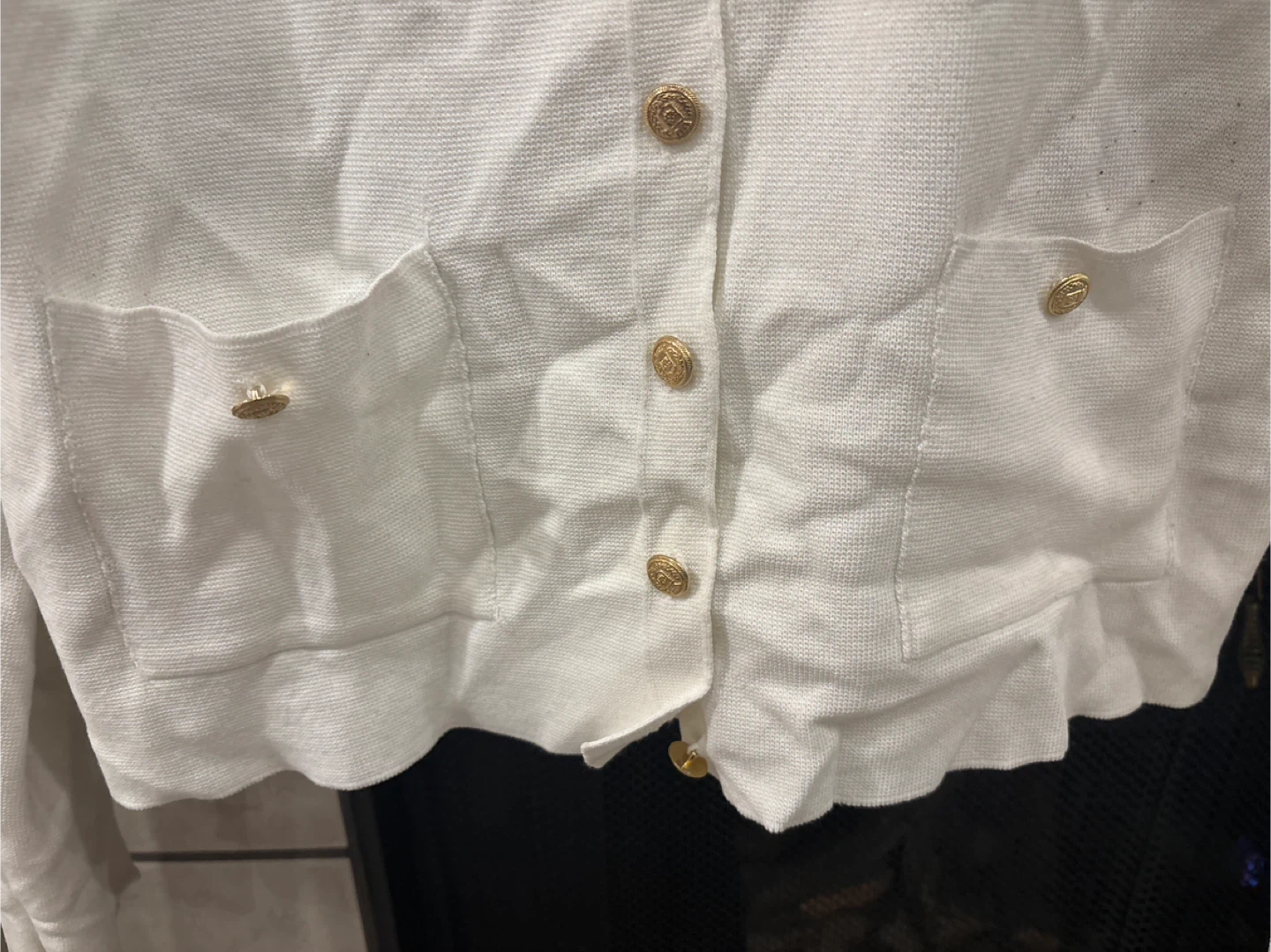 ZARA White Knit Button-Up Cardigan with Gold Buttons - photo 5
