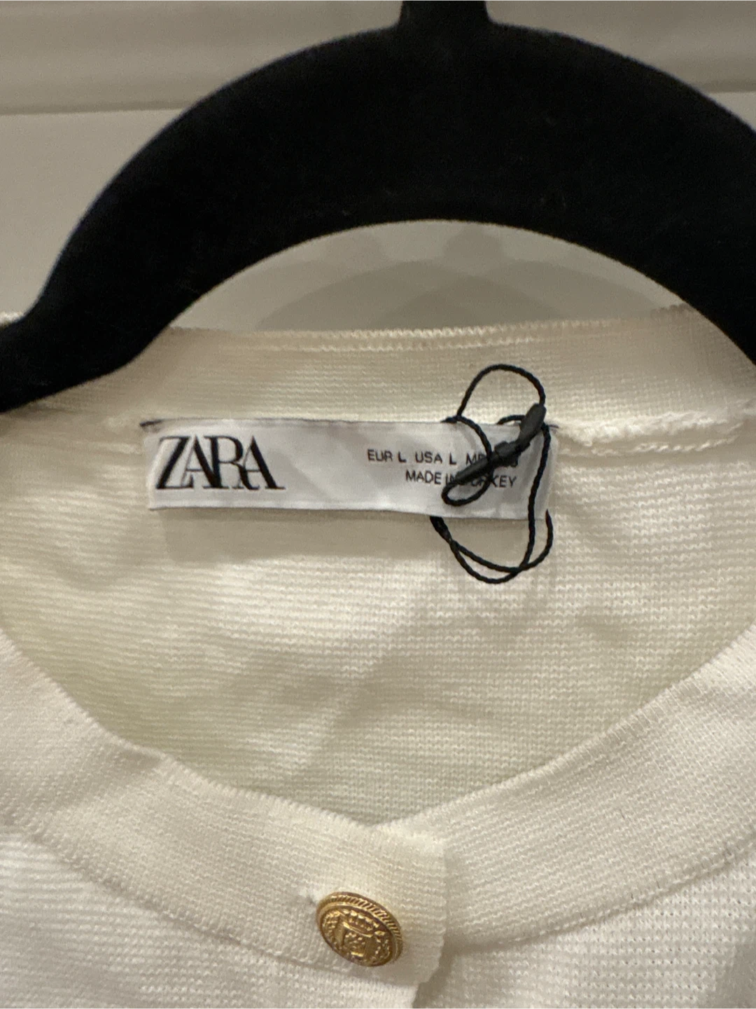ZARA White Knit Button-Up Cardigan with Gold Buttons - photo 2