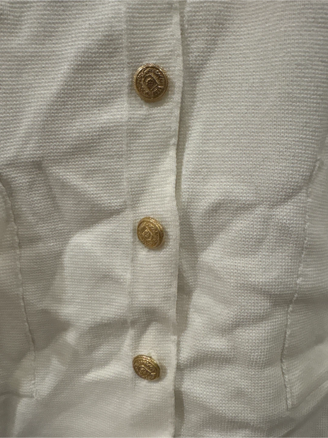 ZARA White Knit Button-Up Cardigan with Gold Buttons - photo 4