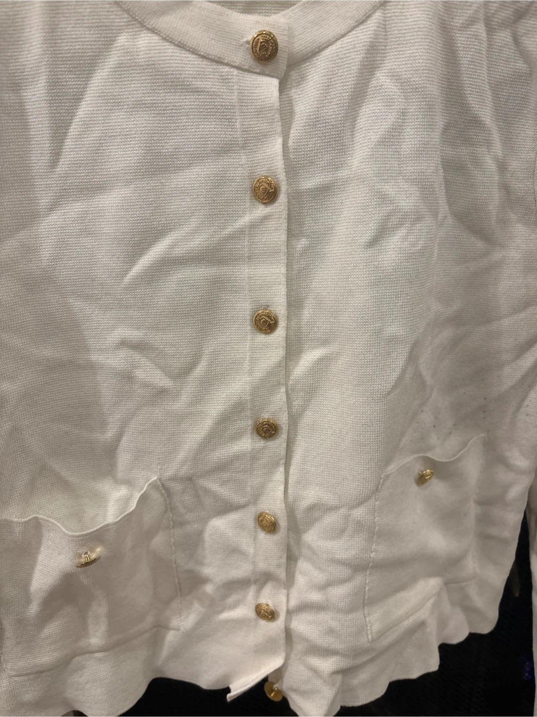 ZARA White Knit Button-Up Cardigan with Gold Buttons - photo 3