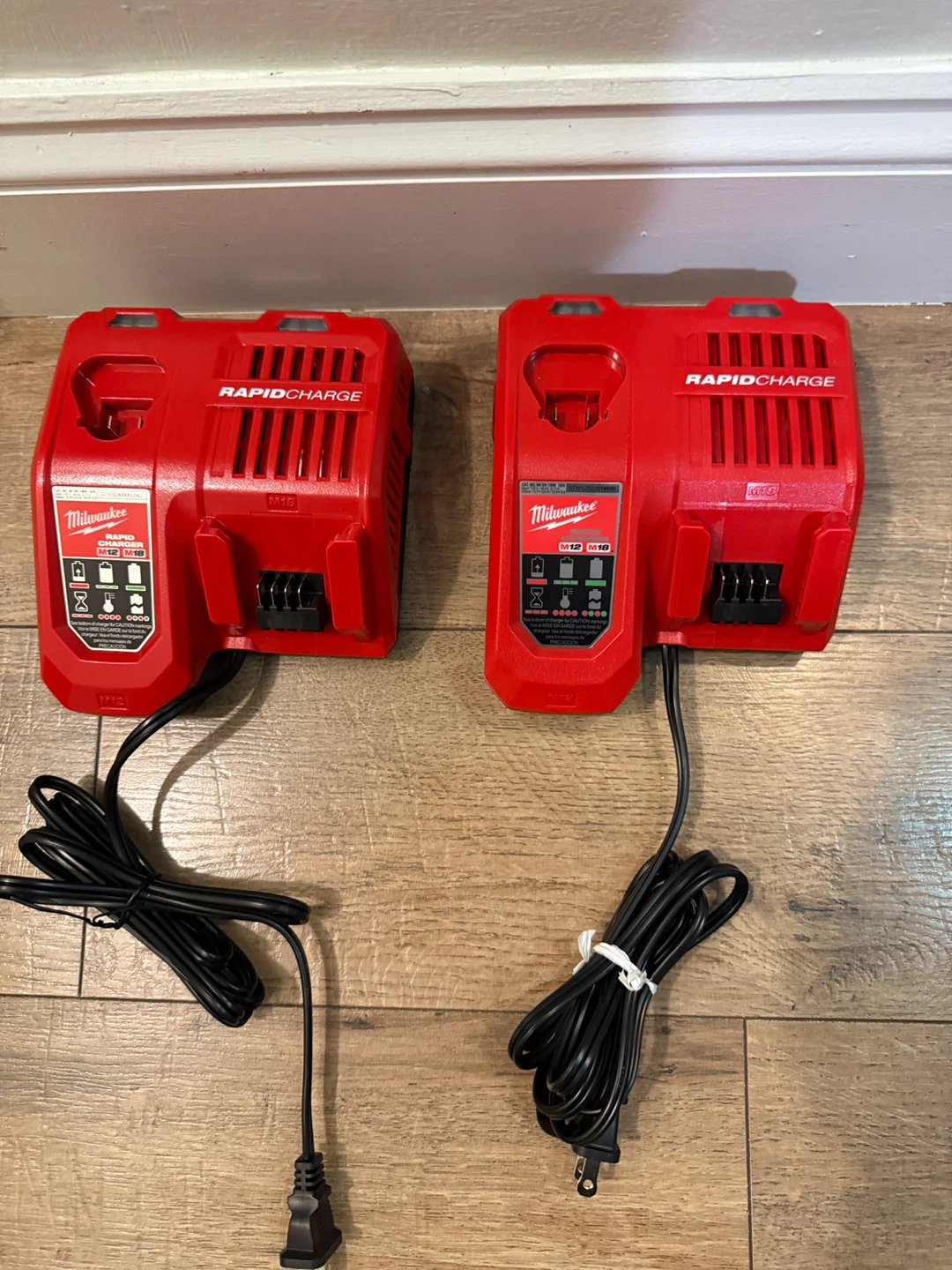 2 Milwaukee M18 Rapid Charge Cordless Tool Battery Chargers