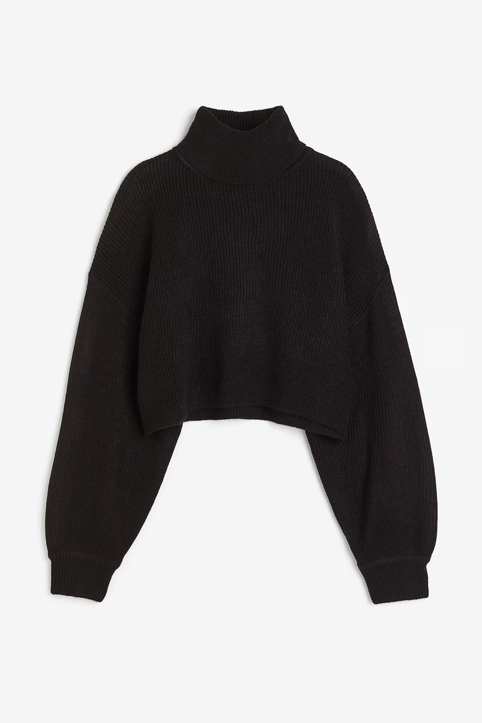 H&M Black Cropped Roll Neck Jumper