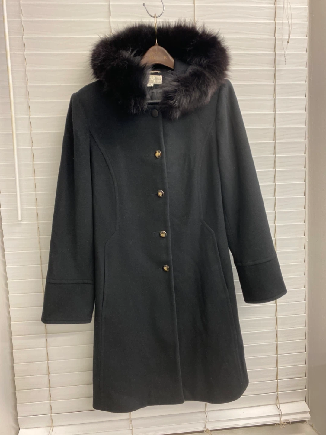 Albert Nipon Studio Women's Black Wool Coat Size 14