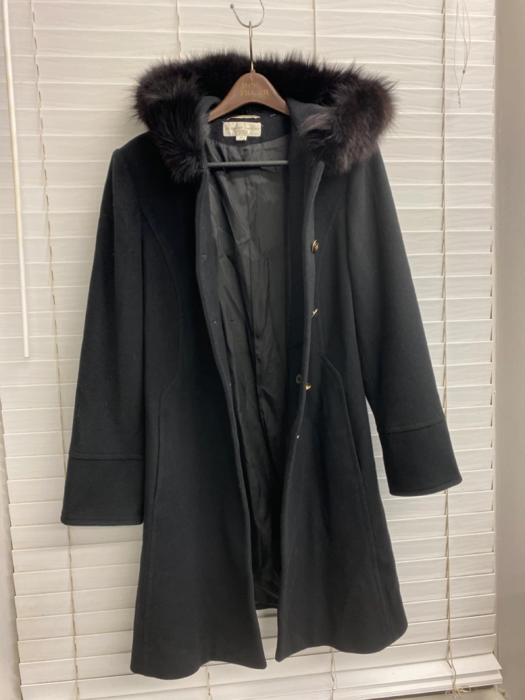 Albert Nipon Studio Women's Black Wool Coat Size 14 - photo 4
