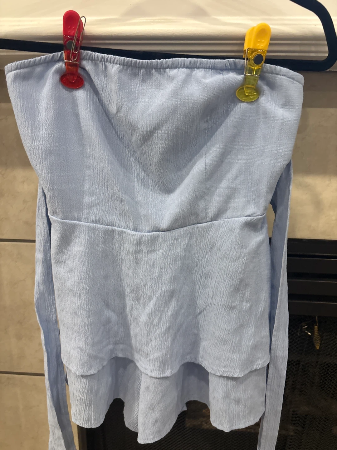 Light Blue Strapless Ruffle Top size medium - photo 2