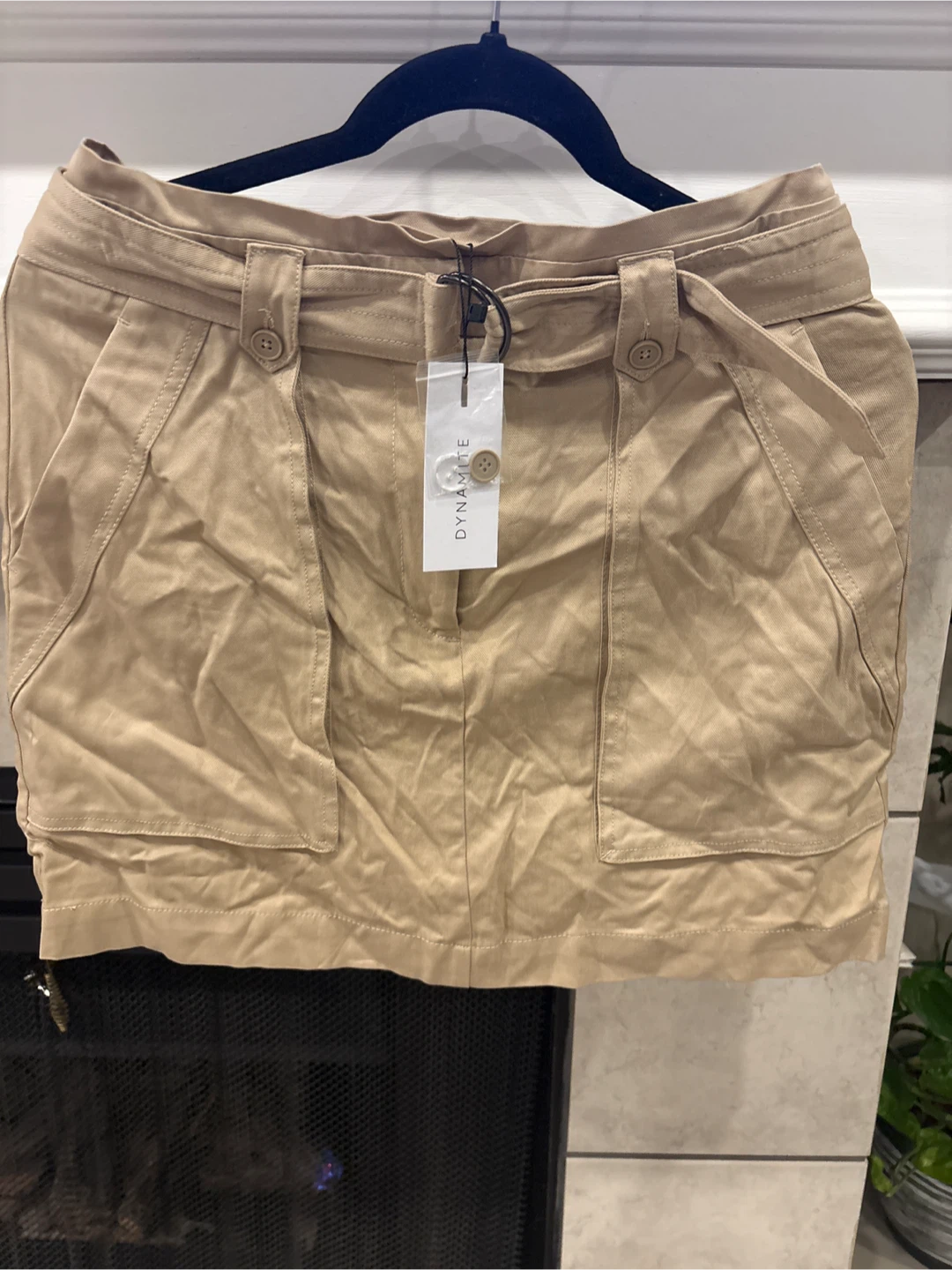 Brand New Dynamite Belted Utility Skirt - Tan - Size M