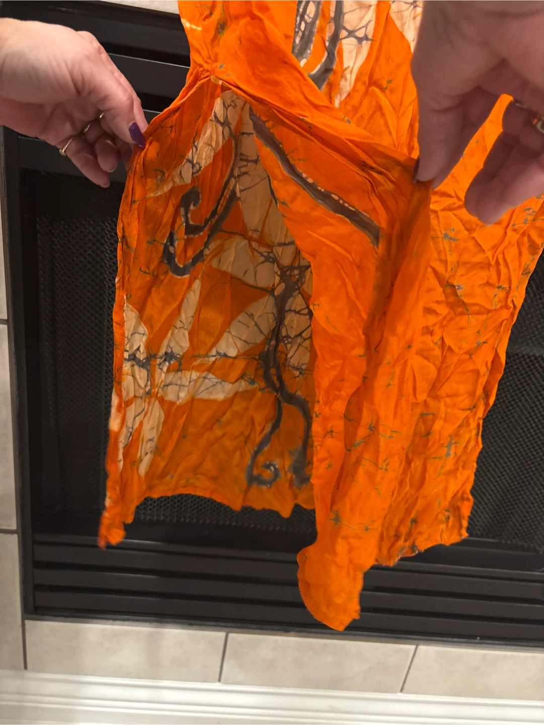 Shree Devi Batik Orange Floral Sleeveless Top Size L - photo 4
