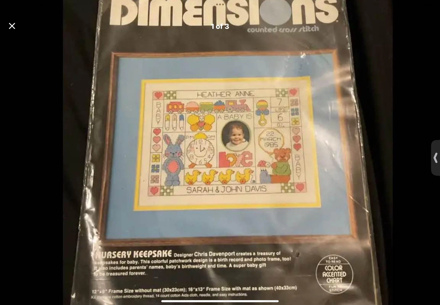 Vintage Dimensions "Nursery Keepsake" Counted Cross Stitch Kit