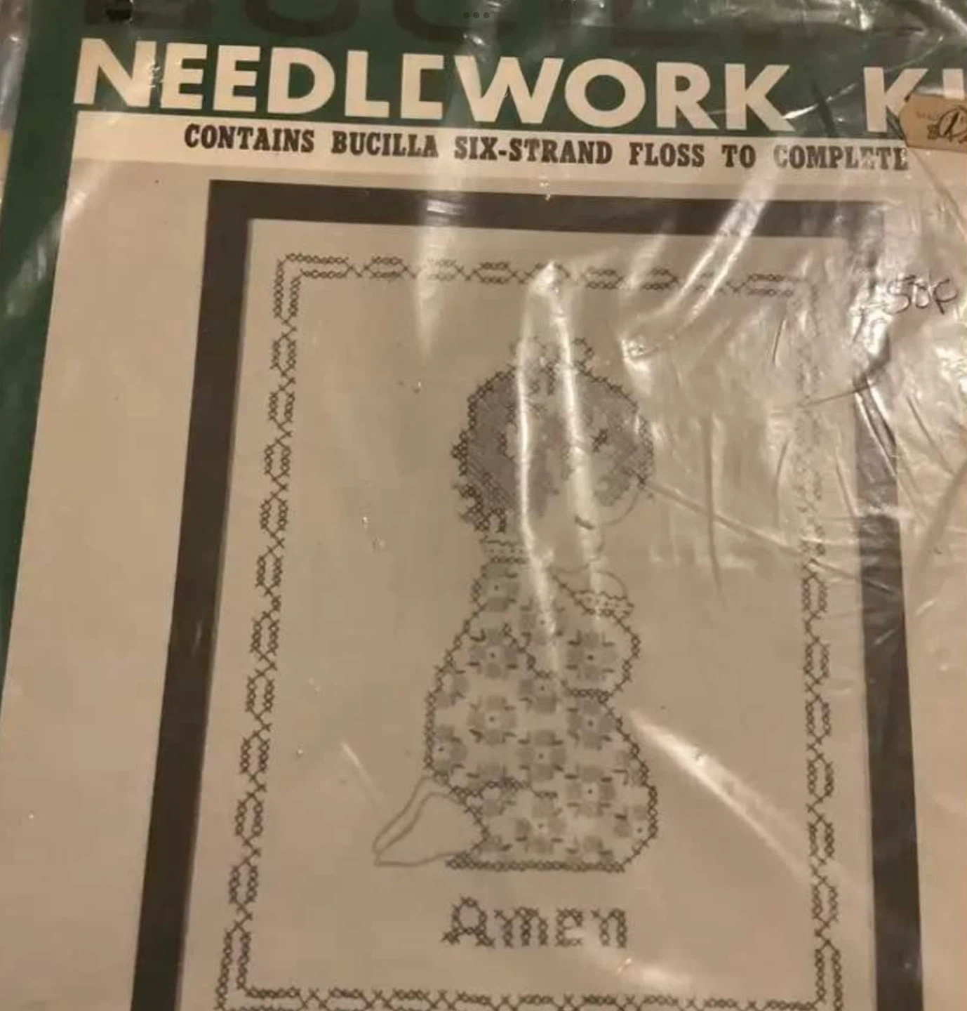 Vintage Needlecraft Kit - "Amen" Praying Child Design