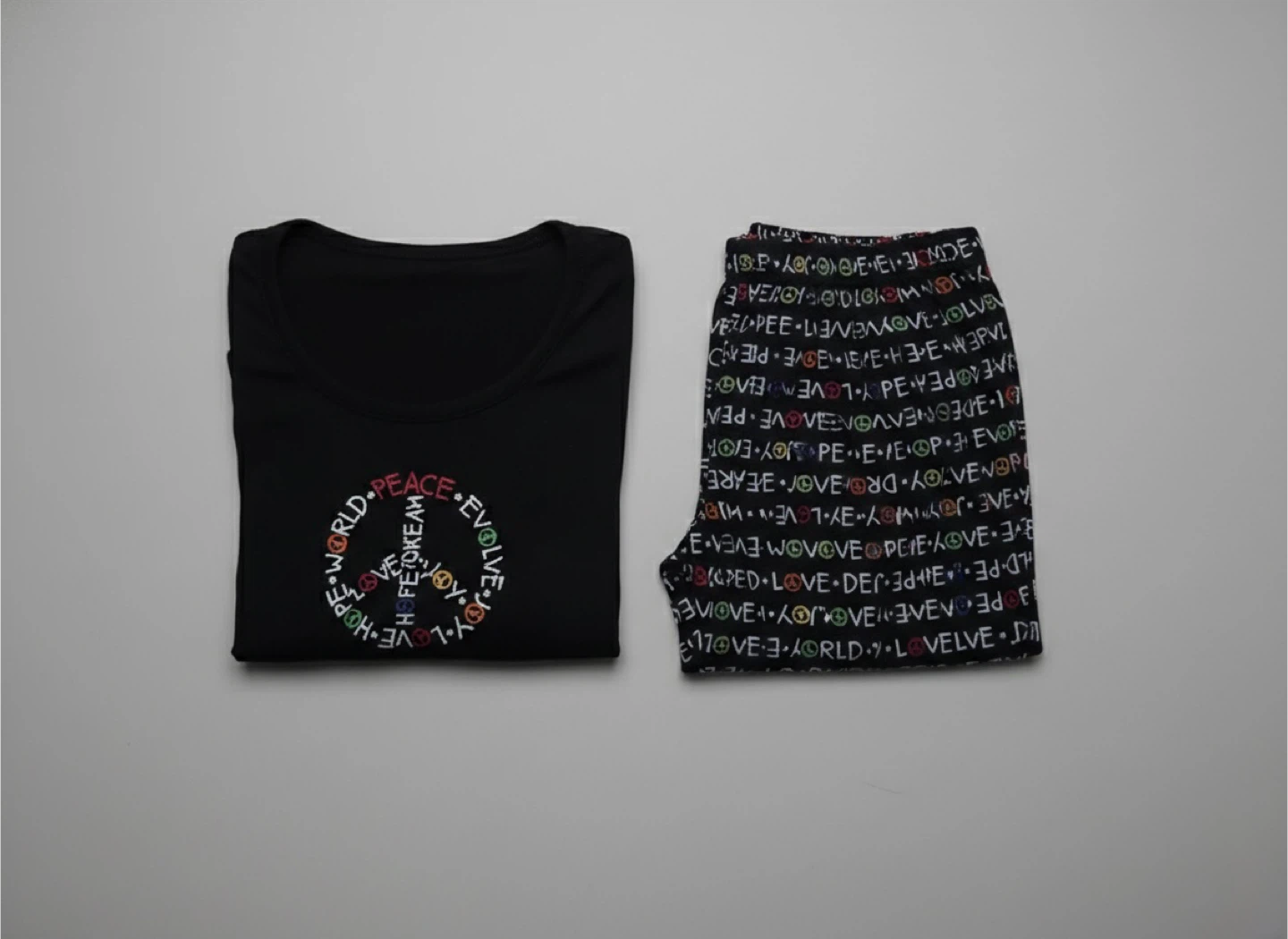 Black Peace Symbol Pajama Set - photo 3