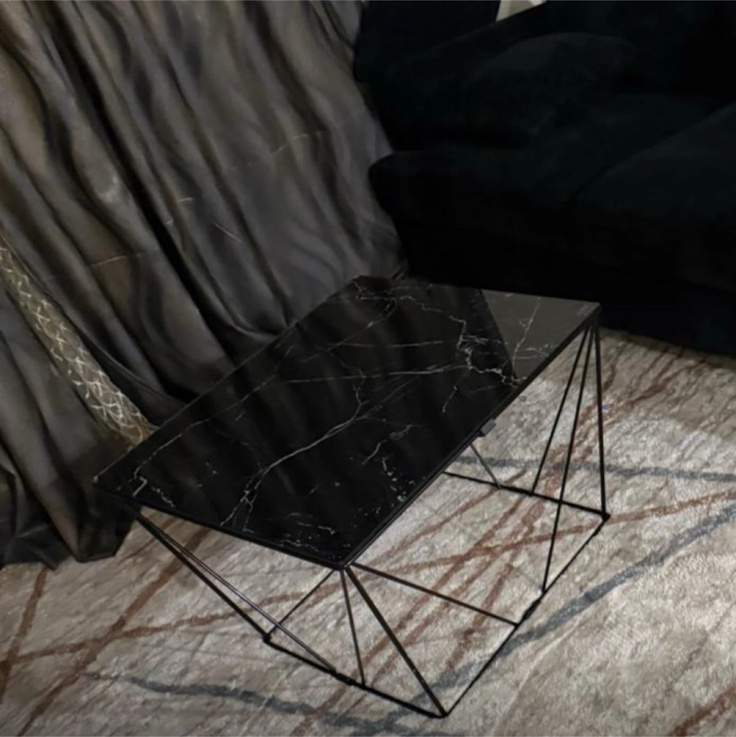 Black Marble Top Geometric coffee Table
